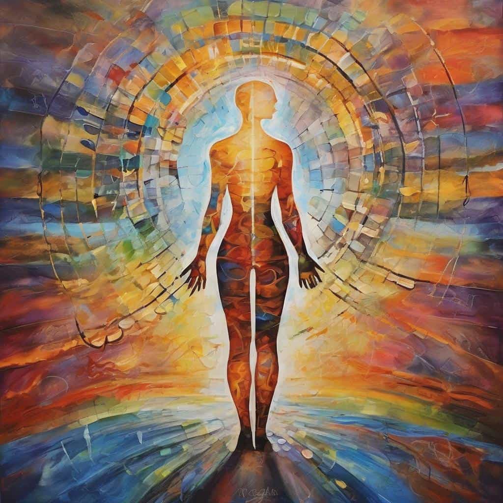 Απόγειες γραμμές και χρώματα απεικονίζουν την ανθρώπινη ψυχή και το πρώτο δύσκολο βήμα προς την αυτογνωσία.